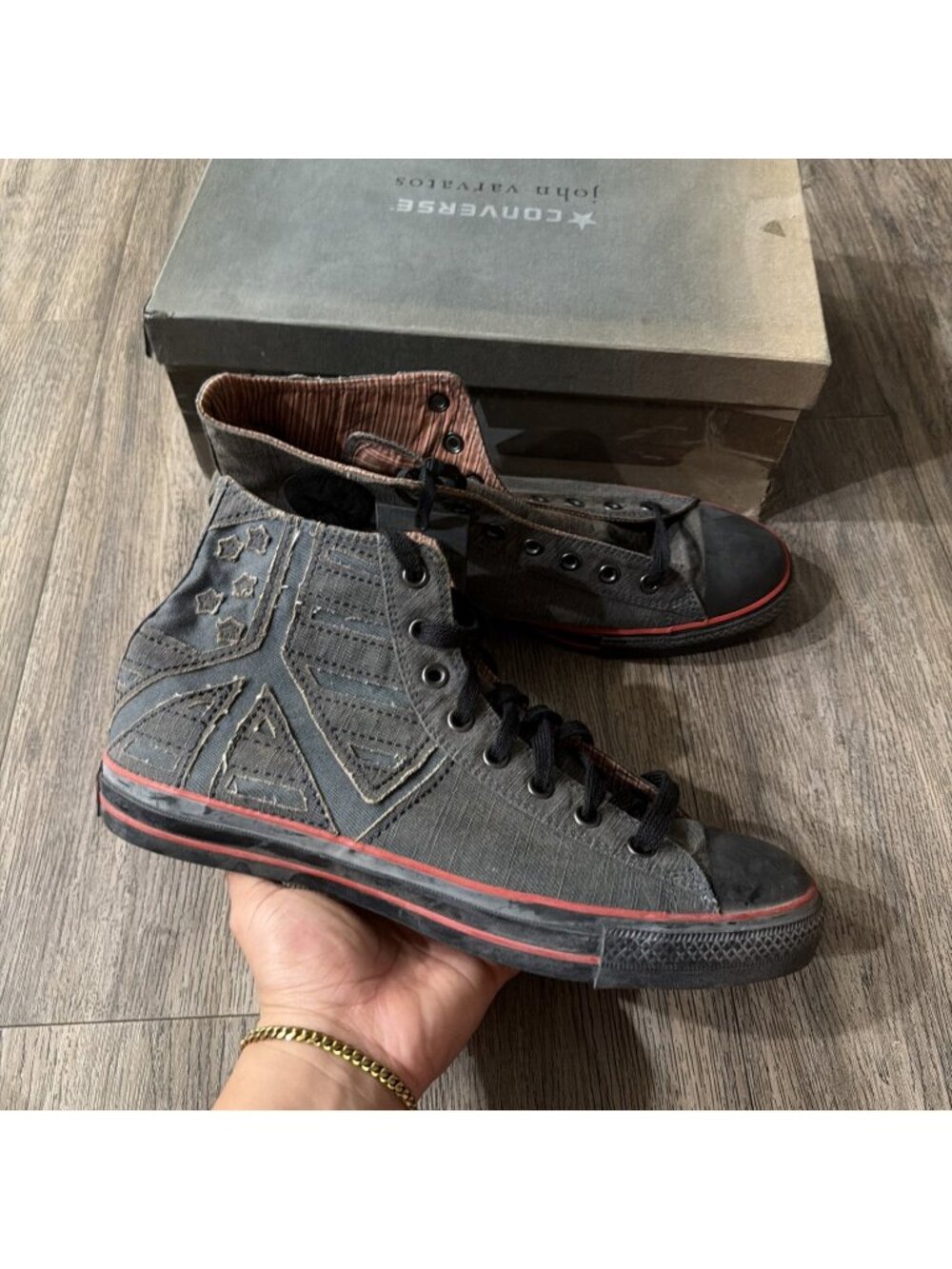 Converse X John Varvatos CT  Peace Hi Denim Gray Distressed Men 11.5 Shoes